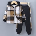 thumbnail image 2 of Kaprioy Boys Clothes Pants Sets Plaid Long Sleeve Hooded Button Shirt Jacket and Jogger Pants for Kids Fall Winter Outfits 3T to 7T Boys Clothes, 2 of 6