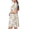 thumbnail image 2 of Rateoe Gold Snowflake Pattern Women’s Short Sleeve Dress – Casual Elegant Summer A-Line Dress for Everyday Wear, 2 of 6