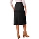 thumbnail image 3 of Falda Midi Casual de Ante Sintético para Mujer Inspire Chic con Cintura Alta en A Color Negro, 3 of 6