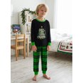 thumbnail image 4 of Christma Pajamas Family Matching Set Lettler Print Tops Green Plaid Holiday Pjs Sleepwear Outfits, 4 of 10