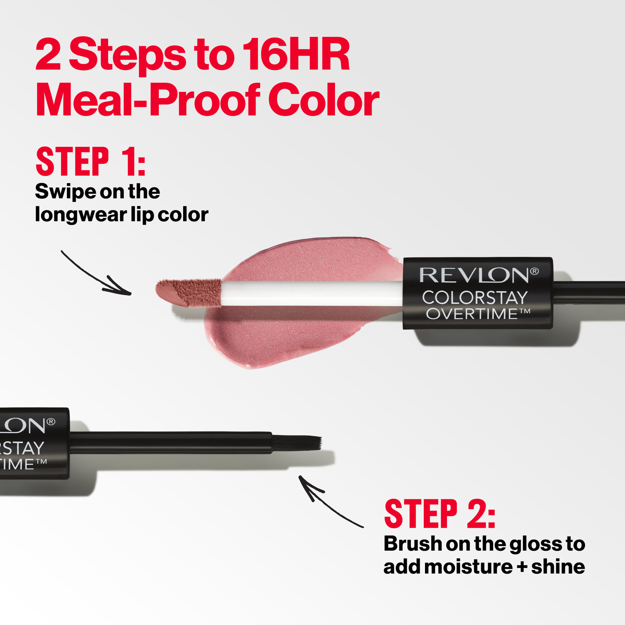 Revlon ColorStay Overtime Longwearing Gloss Lipstick with Vitamin E, 350 Bare Maximum, 0.07 fl oz - image 5 of 8