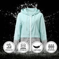 thumbnail image 5 of Ponceau Rain Coats for Women Waterproof with Hood Packable Rain Jackets Womens Lightweight Rain Jackets Outdoor Light Blue & Grey XL, 5 of 8