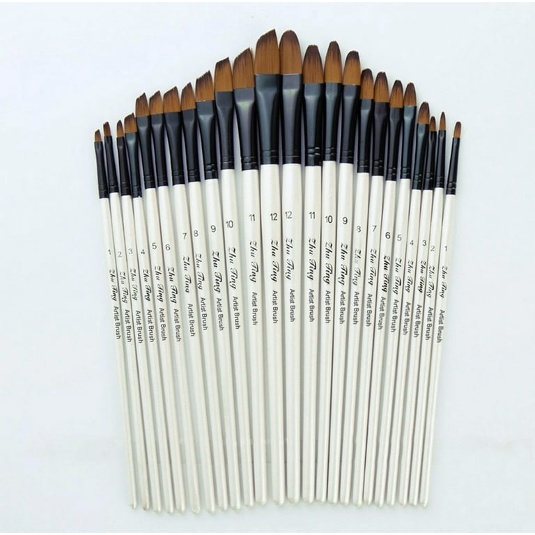 U.S. Art Supply 25-Piece All-Purpose Artist Paint Brush Set - Round, Flat, Foam Paintbrushes, Use with Acrylic, Oil, Watercolor for Painting