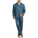 thumbnail image 2 of Pijama casual de 2 piezas de satén de manga larga a rayas para hombres INSPIRE CHIC, Día del Padre, talla XL, azul oscuro, 2 of 6