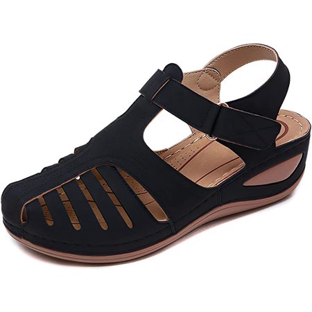 

Wandatree Soft Leather Closed Toe Vintage Anti-Slip Sandals For Women High-quality