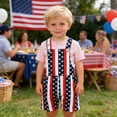 thumbnail image 2 of Striped Star Print Suspender Pants Kids Independence Day Themed Boys & Girls Pants Adjustable Straps Clothes, 2 of 4
