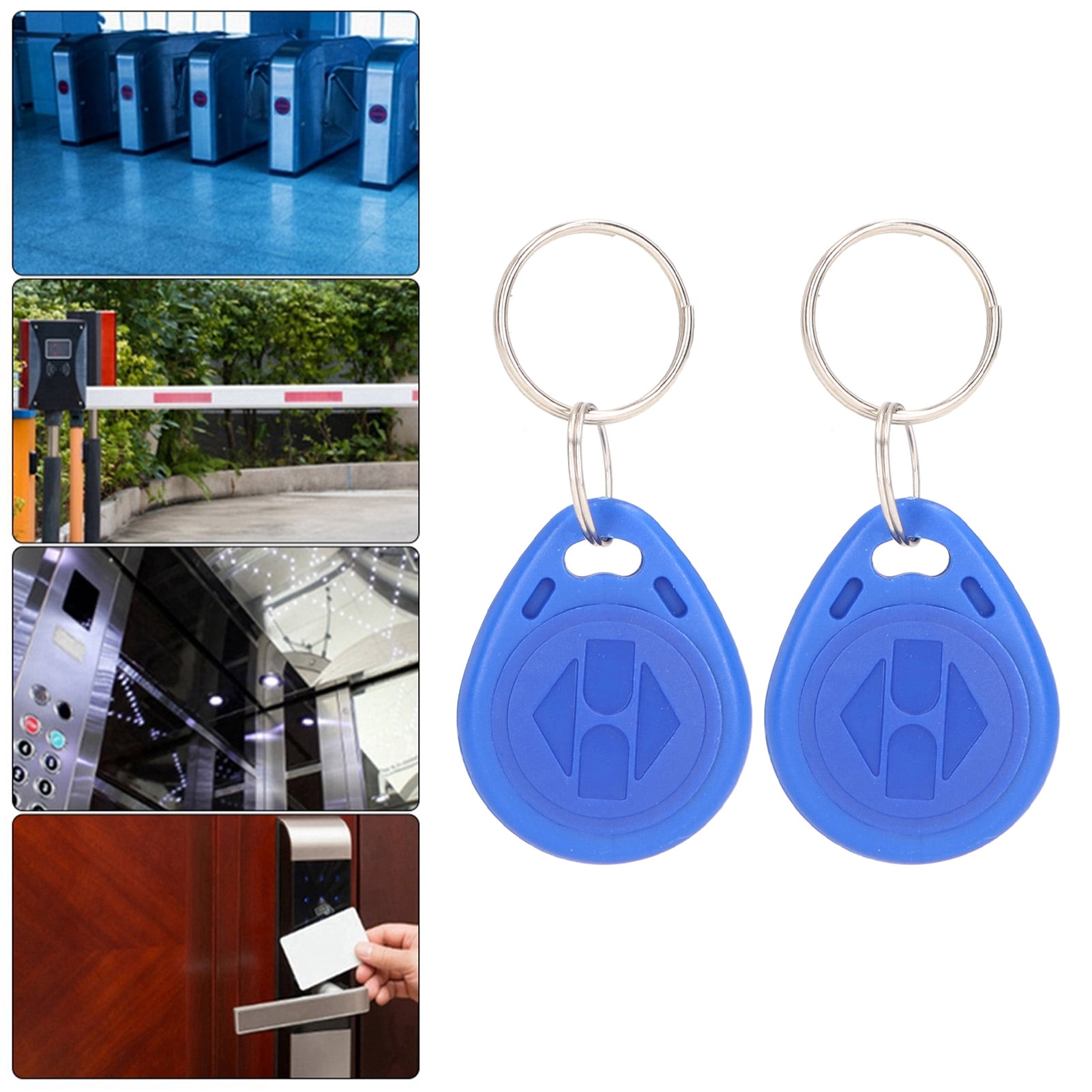 M Buder 100 Pieces RFID Key Fob Keychain Readable Door Access Control Token Tags 125KHz ID Card Blue