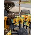 thumbnail image 5 of Outdoor Tablecloth with Umbrella Hole for Patio/Picnic/Party/Camping, Sunflower Waterproof Table Cloth Square Cover Washable, Summer Botanical Yellow Floral Brown Wooden (60"x 60"), 5 of 8