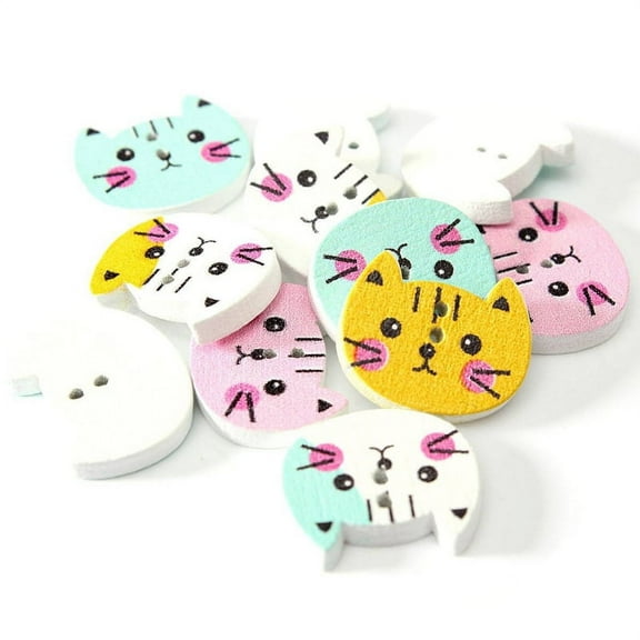 100pcs Wooden Button Sewing Scrapbooking Colorful