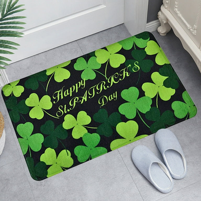 JIUHKQK St. Patrick's Day Kitchen Mats Set Of 2 - Lucky Shamrock Anti-Fatigue Rugs, Non-Slip, Green