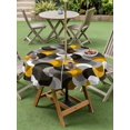 thumbnail image 4 of Outdoor Tablecloth with Umbrella Hole for Patio/Picnic/Party/Camping, Yellow Grey Abstract Waterproof Table Cloth Round Cover Washable, Modern Geometric Ombre Artwork (Dia 60"), 4 of 8