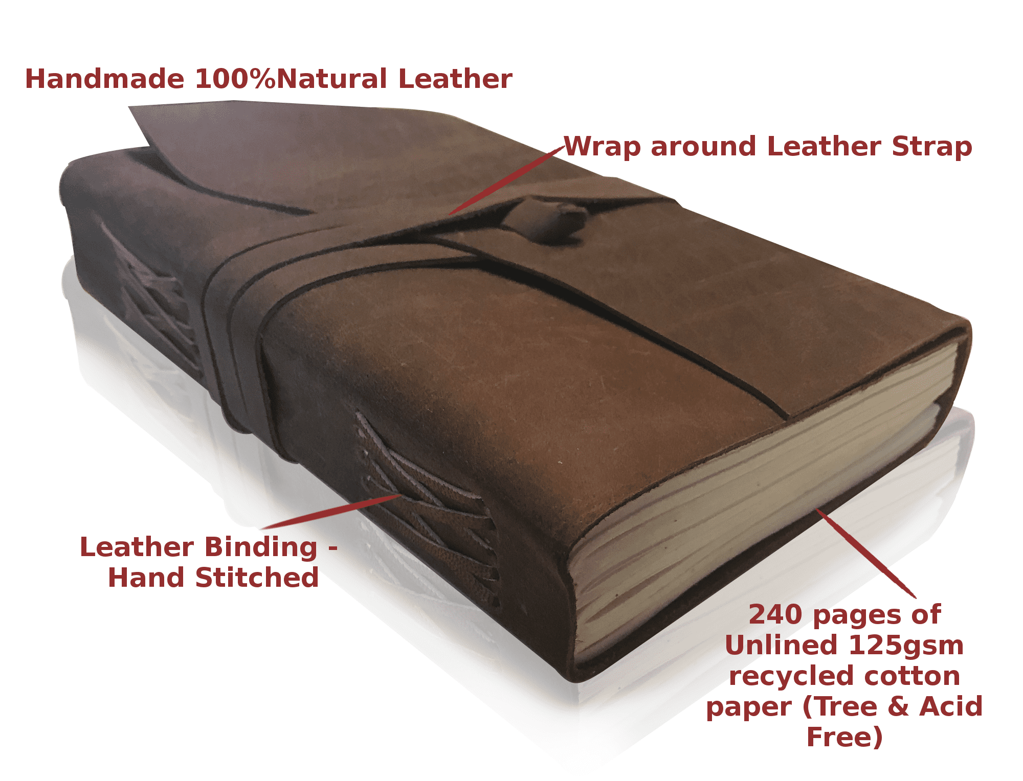 Handmade Antique Leather Journal Art Sketchbook, Travel Diary, Notebook - Men & Women