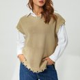 thumbnail image 3 of KOMOO Women Men Oversized Sweater Vest Sleeveless Round Neck Knitting Vest Baggy Ripped Knit Vest, 3 of 9