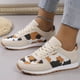 thumbnail image 5 of Zapatos para mujer, informales, de suela gruesa, con estampado de leopardo y patchwork, para correr, botas vaqueras, 5 of 5