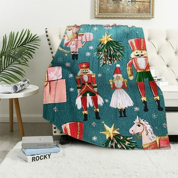 PRATYUS  Christmas Nutcracker Throw Blanket Soldier Fairy Prince Mouse Gift Christmas Ballet Blankets Home Bed Soft Blanket Decor (Pink) 40x50in