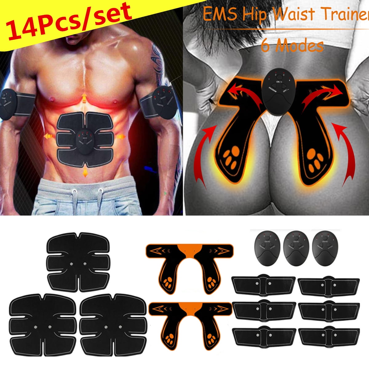 Fitness EMS Trainer Muscle ABS Stimulator Body Toner Belt Butt Training 
