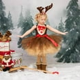 thumbnail image 6 of Toddler Girls Christmas Historical Deer Dress with Hairband Outfits for Kids Holiday Party Brown 6-12 Months, 6 of 7