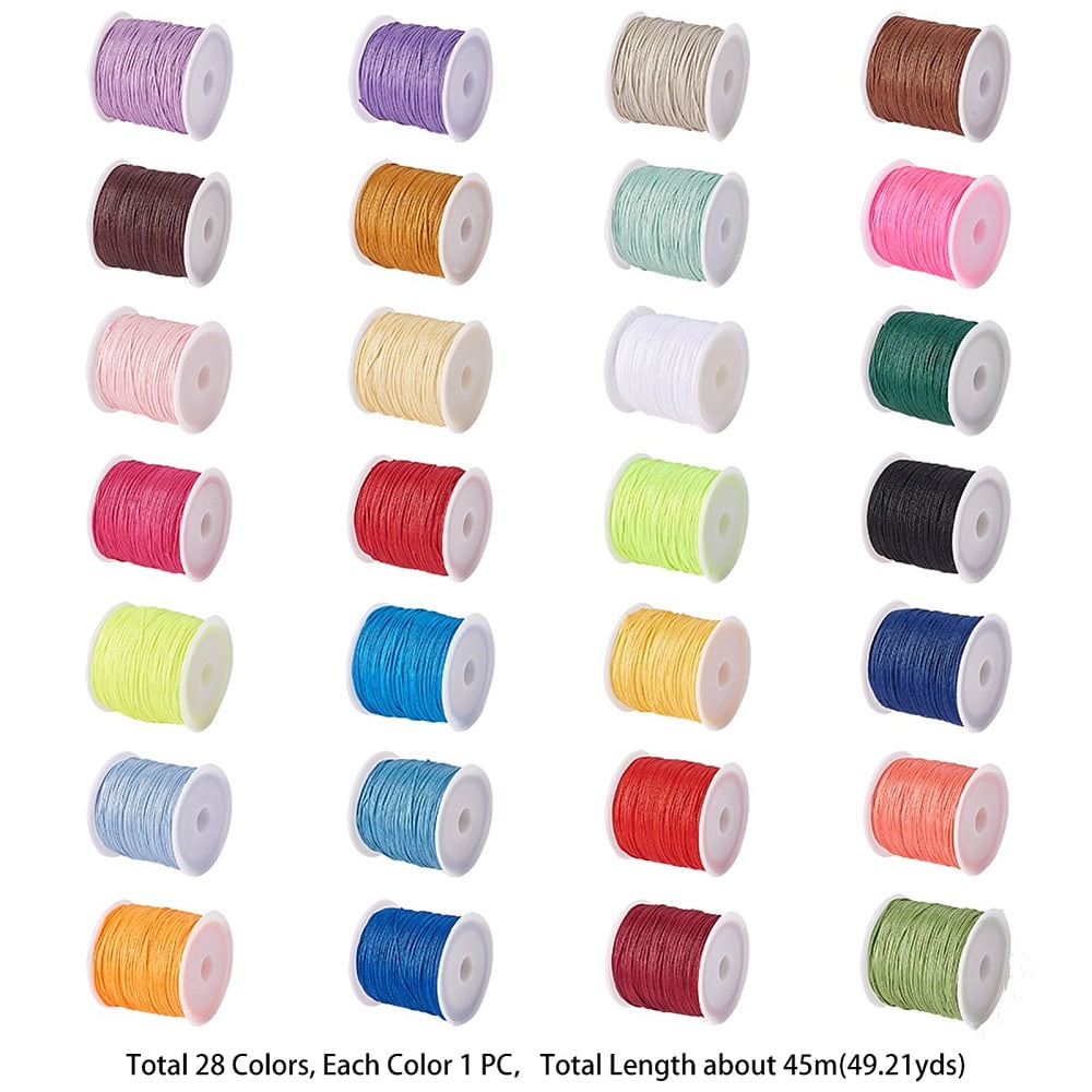 1Set Nylon Thread Nylon String Jewelry Bead Cord for Custom Woven Jewelry Making Mixed Color 0.8mm 45m/roll 28colors 1roll/color 28rolls/set
