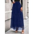 thumbnail image 3 of Falda PRETTYGARDEN de Tul para Mujer Cintura Alta Elástica Azul Marino, 3 of 8