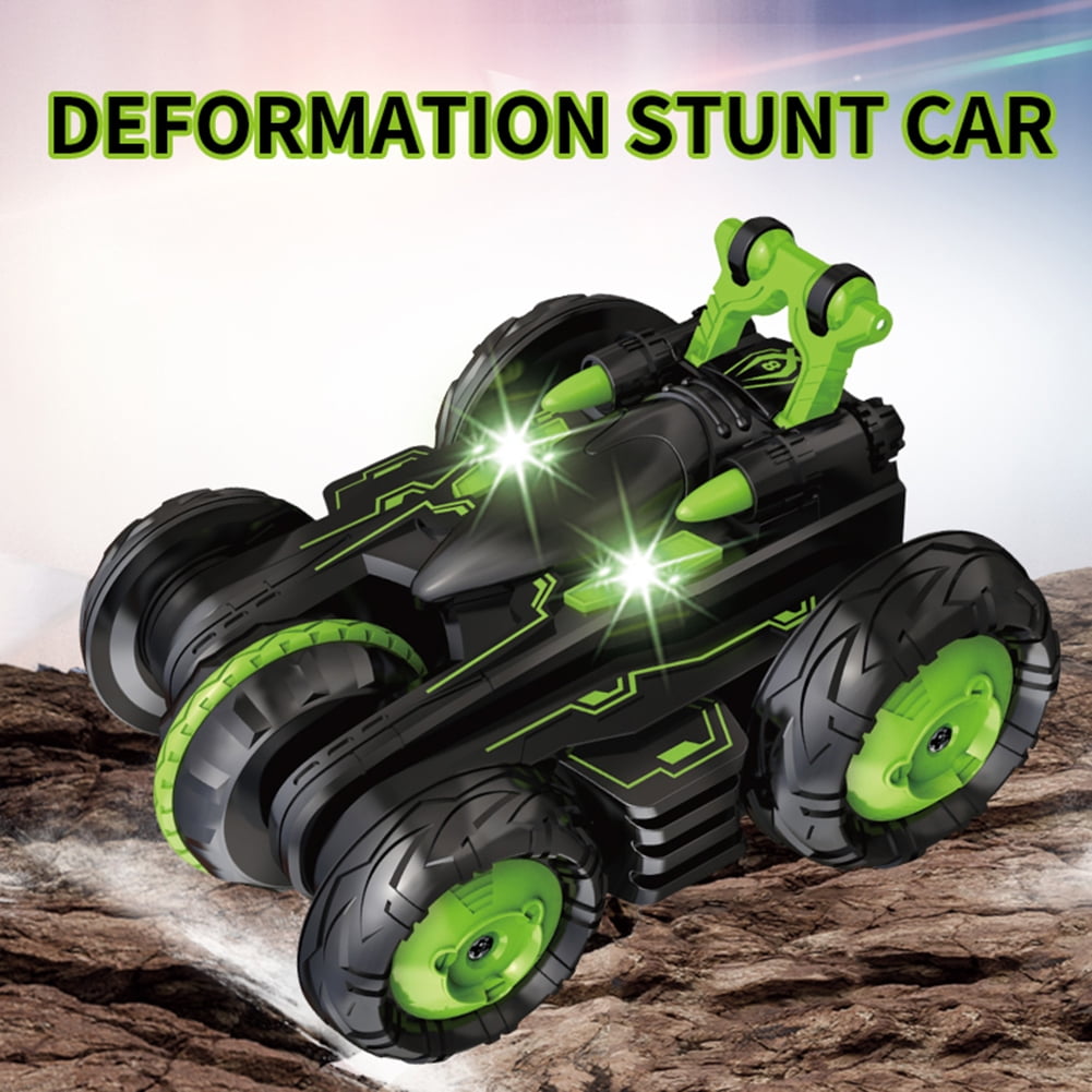 Kepooman Kids Rechargeable High Speed RC Stunt Car with Lights, 10.6" x 6.29" x 4.33", Green Kepooman Kids Rechargeable High Speed RC Stunt Car with Lights, 10.6" x 6.29" x 4.33", Green