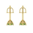 thumbnail image 4 of Clara Pucci 1Ct Natural Peridot Round Cut VVS1 Screw Back Stud 14k Solid hypoallergenic Gold Designer Earrings For August, 4 of 7