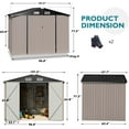 thumbnail image 4 of Sunmthink 8.5 x 5.6 FT Outdoor Storage Shed with Base Frame, Metal Shed for Garden, Backyard, Patio, Brown, 4 of 7