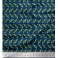 thumbnail image 1 of Soimoi Blue Polyester Crepe Fabric Stripe & Leaves Decor Fabric Printed BTY 42 Inch Wide, 1 of 3