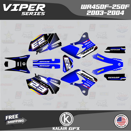 Kalair GFX Graphics Kit for Yamaha WR250F (2003-2004) Viper Series Kalair GFX Graphics Kit for Yamaha WR250F (2003-2004) Viper Series