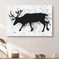 thumbnail image 1 of PixonSign Canvas Print Wall Art Ink Blot Reindeer Animals Wilderness Illustrations Modern Art Contemporary Dramatic Dark Black and White for Living Room, Bedroom, Office - 32x48, 1 of 4