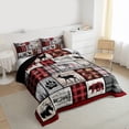 thumbnail image 3 of Homewish Wildlife Deer Moose Bedding Comforter Set, Jungle Wolf Bear Twin Comforter Sets, Rustic Farmhouse Buffalo Reversible Bedding Set, Microfiber Bedroom Decor, 2-Piece, 3 of 8