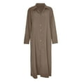 thumbnail image 4 of Lisingtool Plus Size Dress Women's Casual Button Down Cotton Linen Long Shirt Dress with Pockets Womens Dresses Coffee, 4 of 4