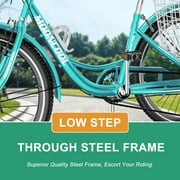24/26'' Adult Tricycles for Women, Men with Big Basket, 7 Speed 3 Wheel Bikes for Adults, Low-Step Through Frame Tricycle for Adults Seniors, Stable and Safe
