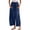 Blue, variant on EDFBUYKRS Female Women Pants Casual Women's Pants High Waisted Jeans Fashion Women Casual Flower Print Print High Waist Mid Length Chiffon Ruffle Pants L