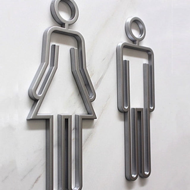 Becaristey Toilet Door Sign Easy To Install Lightweight And Noticeable Convenient And Practical Wide Silver锛圱ype 1)