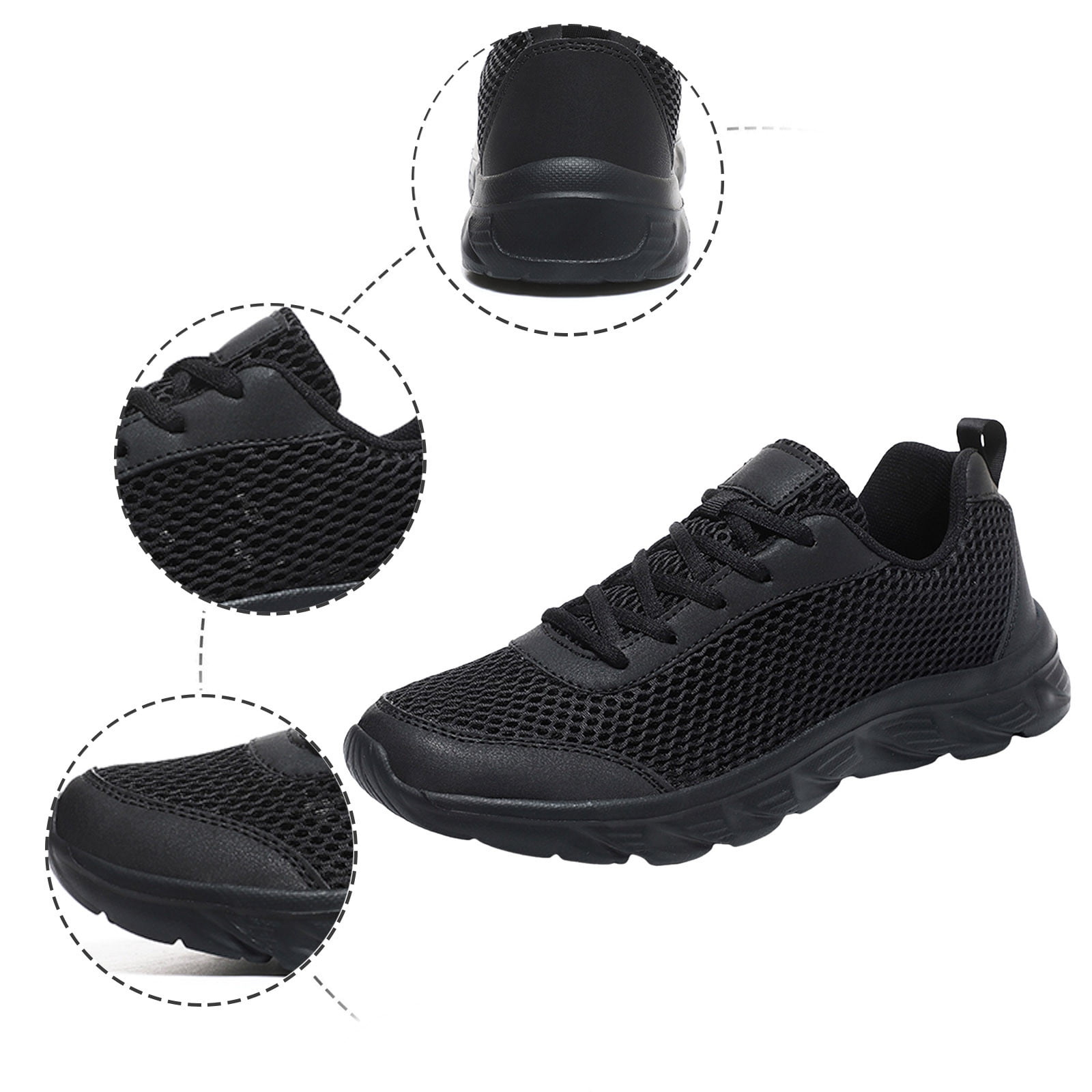 HCNTES Men's Running Shoes Tennis Walking Fashion Sneakers Breathable Non Slip Gym Sports Work Trainers（Black,40)