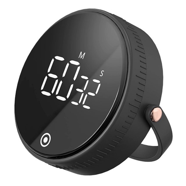 Temporizador Digital Giratorio Redondo Led, Temporizador De Cuenta Regresiva Con Perilla De Metal Fácil De Limpiar Para Cocinar, Volumen De 3 Niveles (Mute-90Db) Temporizador Magnético Para Cocina Muyoka Hogar