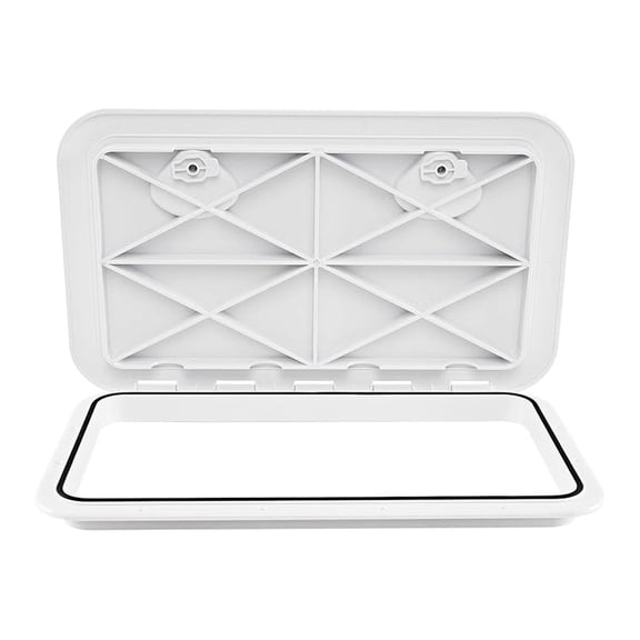 Boat 24" x 14", Marine Deck Access & Lid with 180 Degree Lid Hinge, Non-Slip Surface, Leak-Proof Rubber Seal, White Rectangle, Easy to Install
