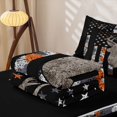 thumbnail image 6 of Manfei Safari Deer Zipper Twin Comforter Sets with Fitted Sheet and 2 Pillowcases,Orange Camo American Flag Zipper Bedding Set,Black Reversible,4pcs, 6 of 8