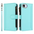 thumbnail image 2 of For iPhone 17e / 16e Wallet Phone Case-PU Leather Magnetic Flip Cover with 9 Credit Card Slots,Zipper Pocket & Detachable Wrist Strap,Shockproof,Mint Green,For iPhone 17e / 16e, 2 of 7