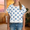thumbnail image 4 of Kiijoy Girls Polka Dot Cutout Batwing Sleeve Crop Top Workout Tee Active T-Shirt, Sizes 13-14, 4 of 6