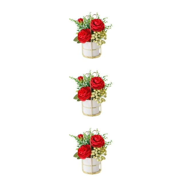 Justharion Simulation Flower Set Effortless Beauty Any Home Decor Style Indoor Or Outdoor Pinellia red 3Set