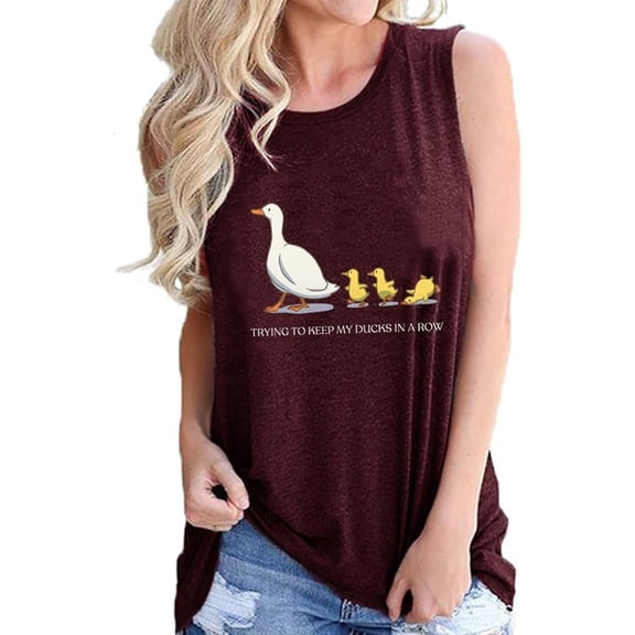 Arlun Funny Graphic Printed Tank Tops for Women Crewneck Loose Fit Sleeveless T-Shirts Lightweight Soft Comfy Summer Beach Casual Blouse XL