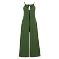 thumbnail image 3 of KBODIU Jumpsuits for Women Solid Casual Camis Sleeveless Suspender Wide Leg Pants Rompers Bodysuit for Women Army Green S, 3 of 6