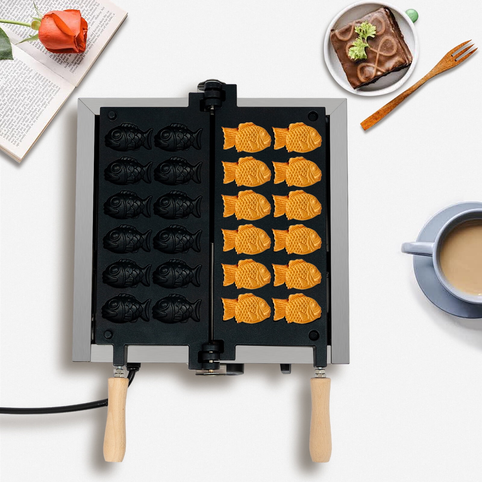 1800W Mini Fish-Shaped Waffle Making Machine Desktop Electric Waffle Maker