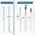 thumbnail image 4 of Uxcell Slim Metal Ballpoint Pen, 12Pcs Black Ink 1mm Medium Point Pen Metallic Retractable Lightweight Smooth Writing Pens for Business Office Wedding Guest Book, Silver Tone, 4 of 7