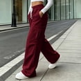 thumbnail image 6 of Costeam Womens Wide Leg Cargo Sweatpants Elastic Drawstring High Waist Deep Side Pockets Soft Knit Straight Loose Fit Casual Lounge Solid Color Athletic Trousers, 6 of 8