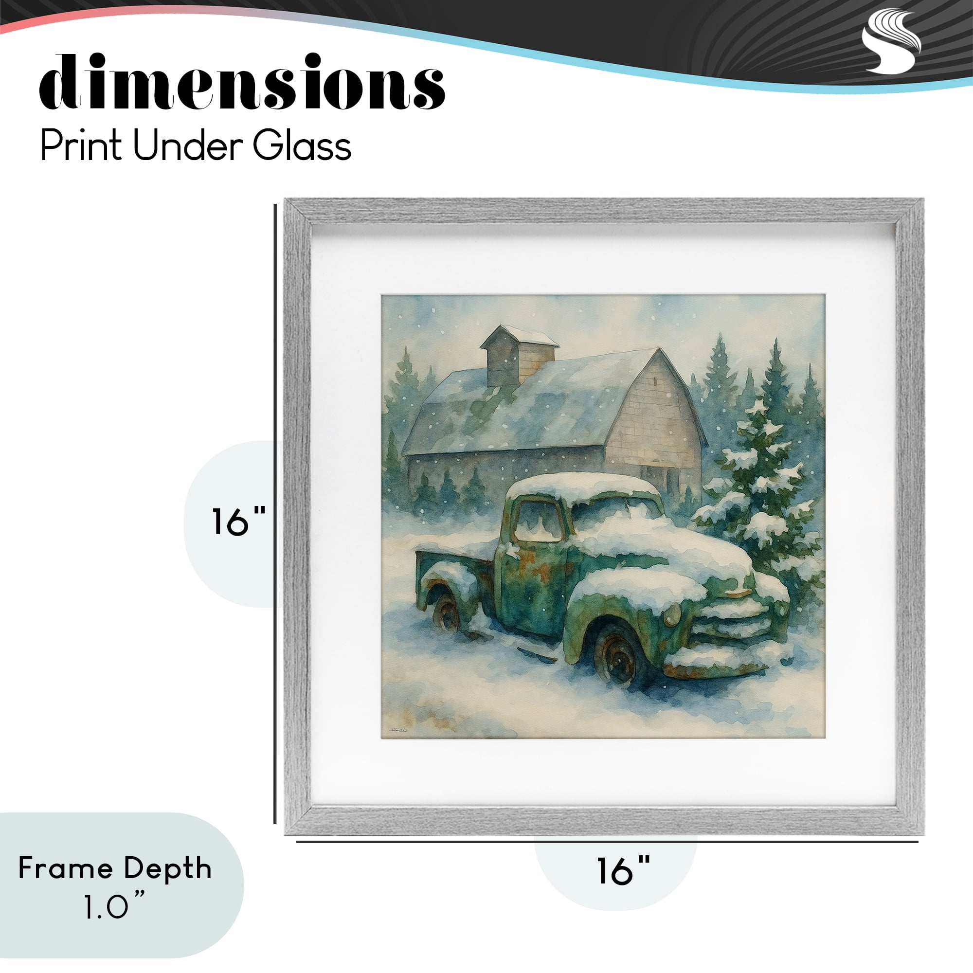 Stupell Industries Nostalgic Winter Farm Truck Gray Framed Print Under Glass, design by Antony Smith