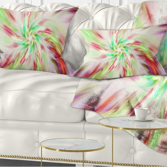 Designart Exotic Multi Color Spiral Flower - Abstract Throw Pillow - 12x20