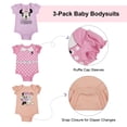 thumbnail image 5 of Disney Clothes Baby Girls 3-Pack Bodysuits – Minnie Mouse Short Sleeve Outfit Set (Pink/Purple) – 0/3M, 5 of 5