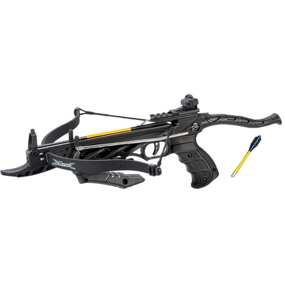 80lbs Self Cocking Pistol Hunting Crossbow Arrows All Black Military 225 FPS
